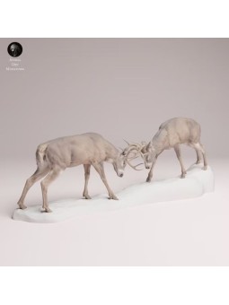 White-tailed Deer Fighting Resin Scene | North American Wildlife Diorama