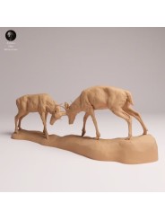 White-tailed Deer Fighting Resin Scene | North American Wildlife Diorama