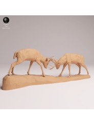White-tailed Deer Fighting Resin Scene | North American Wildlife Diorama