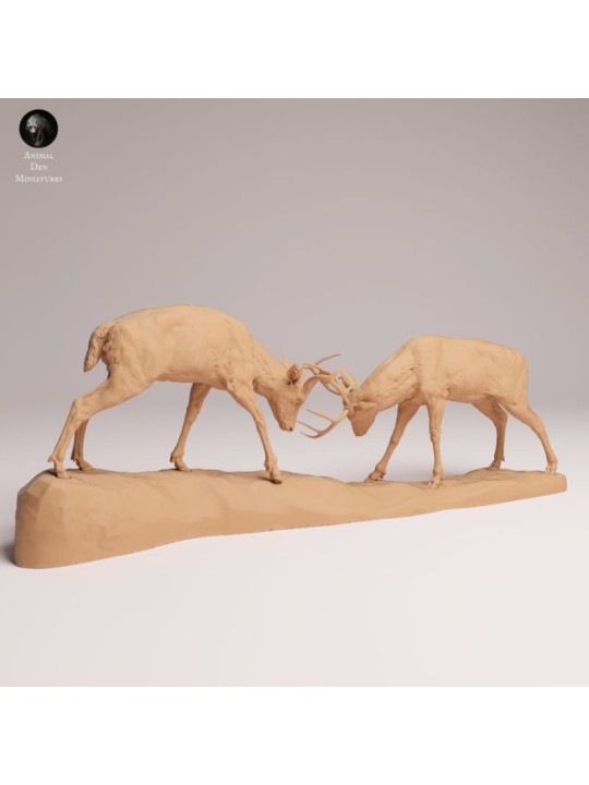 White-tailed Deer Fighting Resin Scene | North American Wildlife Diorama