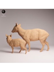 Cierva Pudú y Cervatillo en Resina | Escena de Fauna Sudamericana