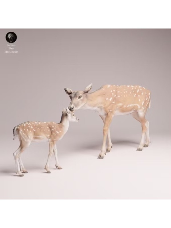 European Fallow Deer Doe with Fawn Resin Scene | European Wildlife DioramaEuropean Fallow Deer Doe with Fawn Resin Scene | Europ