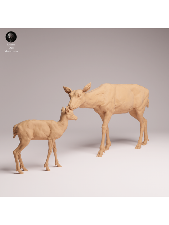 European Fallow Deer Doe with Fawn Resin Scene | European Wildlife DioramaEuropean Fallow Deer Doe with Fawn Resin Scene | Europ