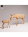Gamo Europeo Hembra y Cervatillo en Resina | Escena de Fauna Europea