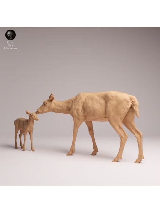 European Fallow Deer Doe with Fawn Resin Scene | European Wildlife DioramaEuropean Fallow Deer Doe with Fawn Resin Scene | Europ