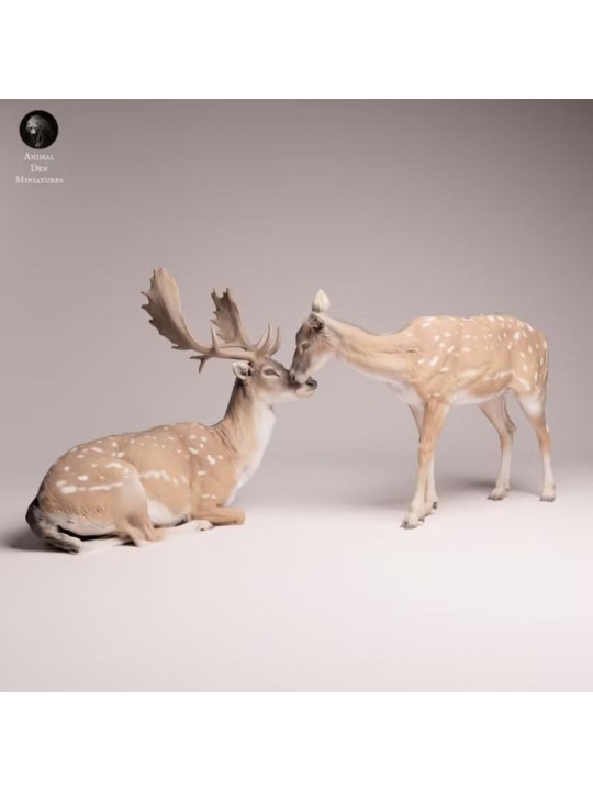 European Fallow Deer Pair Resin Scene | European Wildlife Diorama