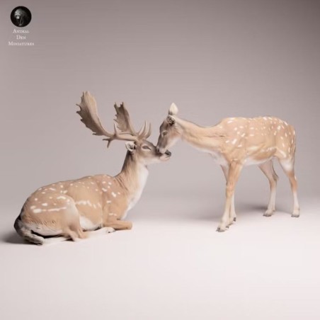 European Fallow Deer Pair Resin Scene | European Wildlife Diorama