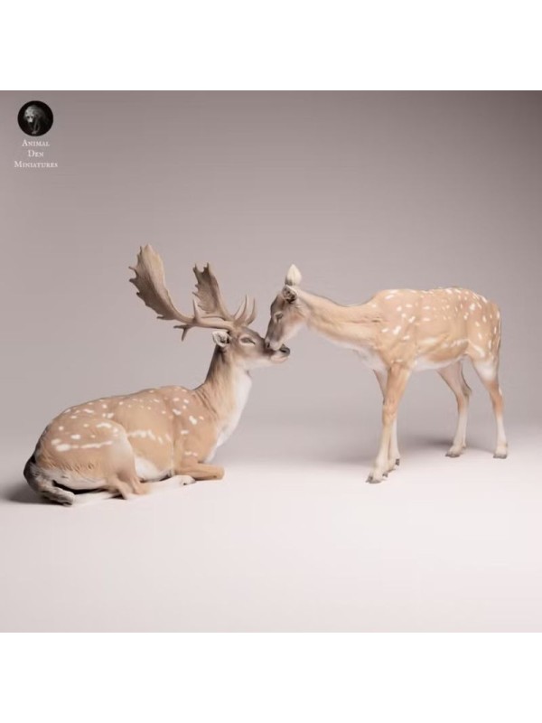 European Fallow Deer Pair Resin Scene | European Wildlife Diorama