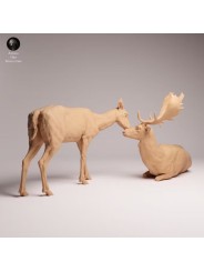 Pareja de Gamo Europeo en Resina | Escena de Fauna Europea