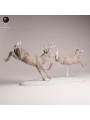 White-tailed Deer Pair Running Resin Scene | North American Wildlife Diorama