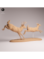 White-tailed Deer Pair Running Resin Scene | North American Wildlife Diorama
