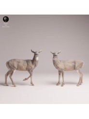 White-tailed Deer Does Resin Scene | Naturalistic Forest Diorama