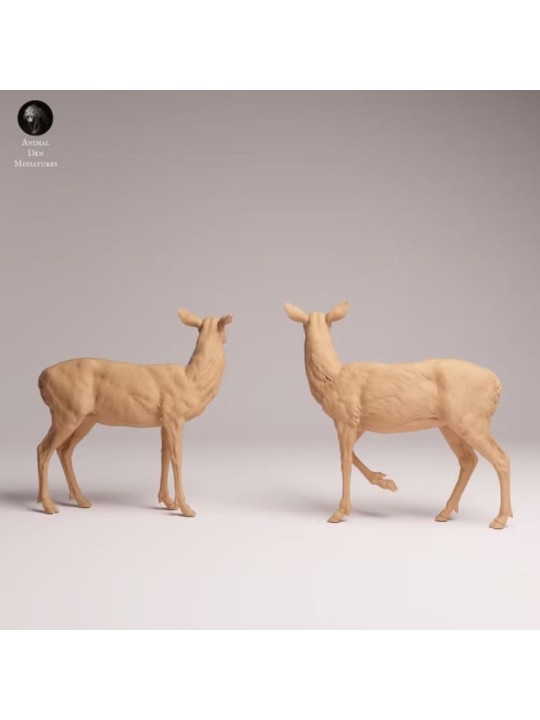 White-tailed Deer Does Resin Scene | Naturalistic Forest Diorama
