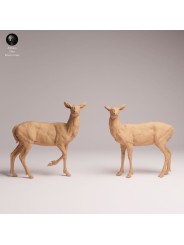 White-tailed Deer Does Resin Scene | Naturalistic Forest Diorama