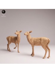 White-tailed Deer Does Resin Scene | Naturalistic Forest Diorama