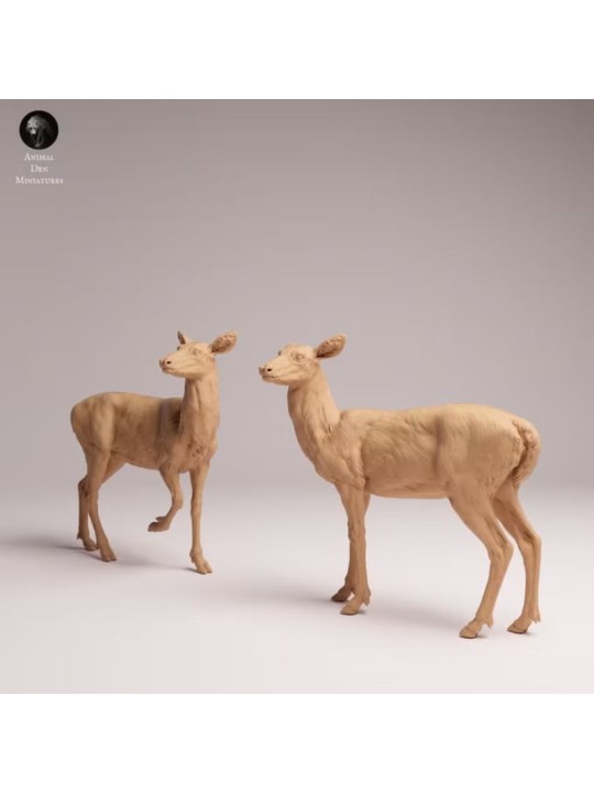 White-tailed Deer Does Resin Scene | Naturalistic Forest Diorama